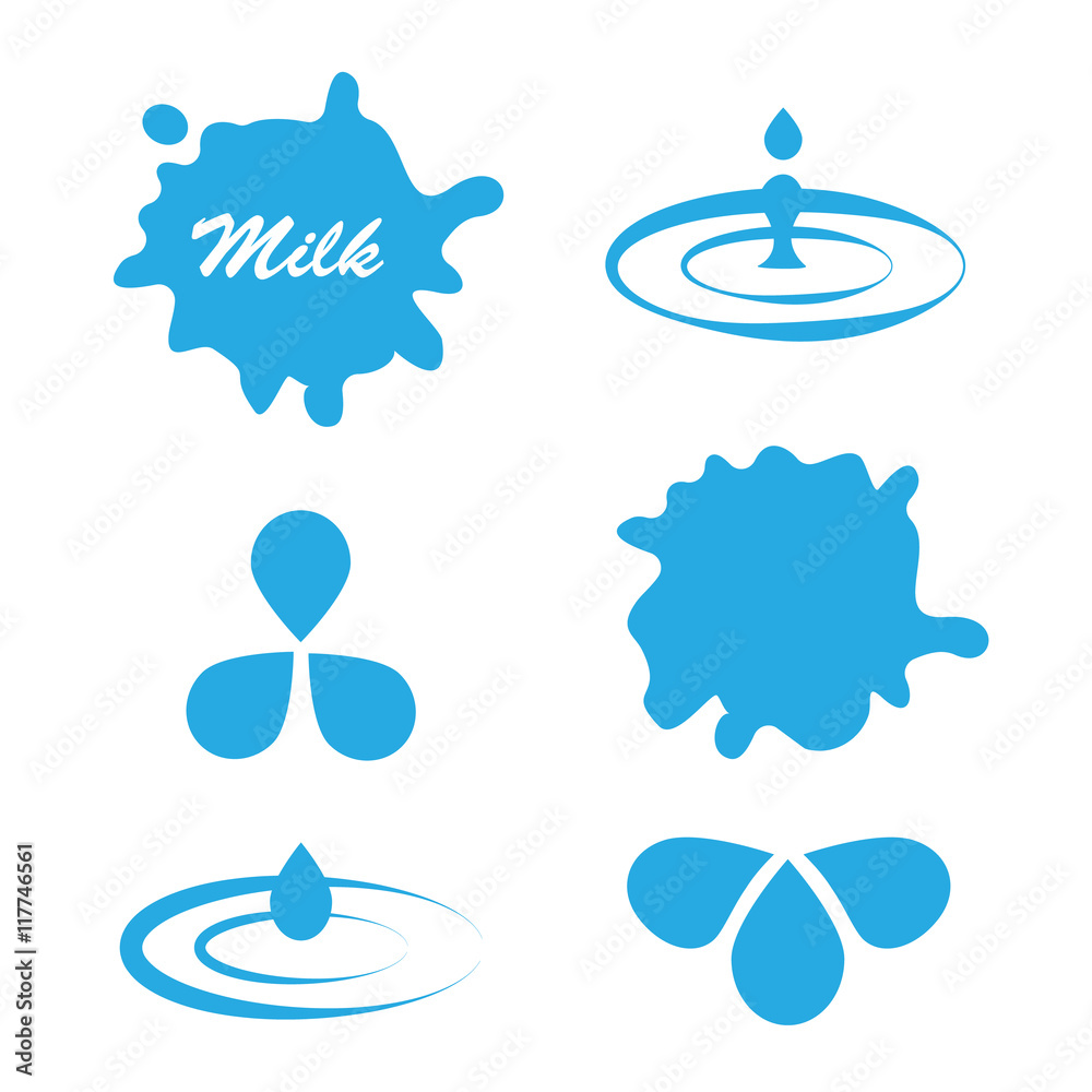 Set Of Milk Splash For Product Logo Stock Vector | Adobe Stock