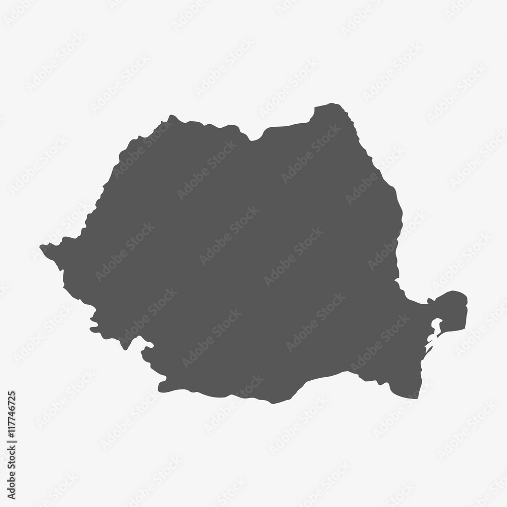 Fototapeta Rumunia mapa w kolorze szarym na białym tle