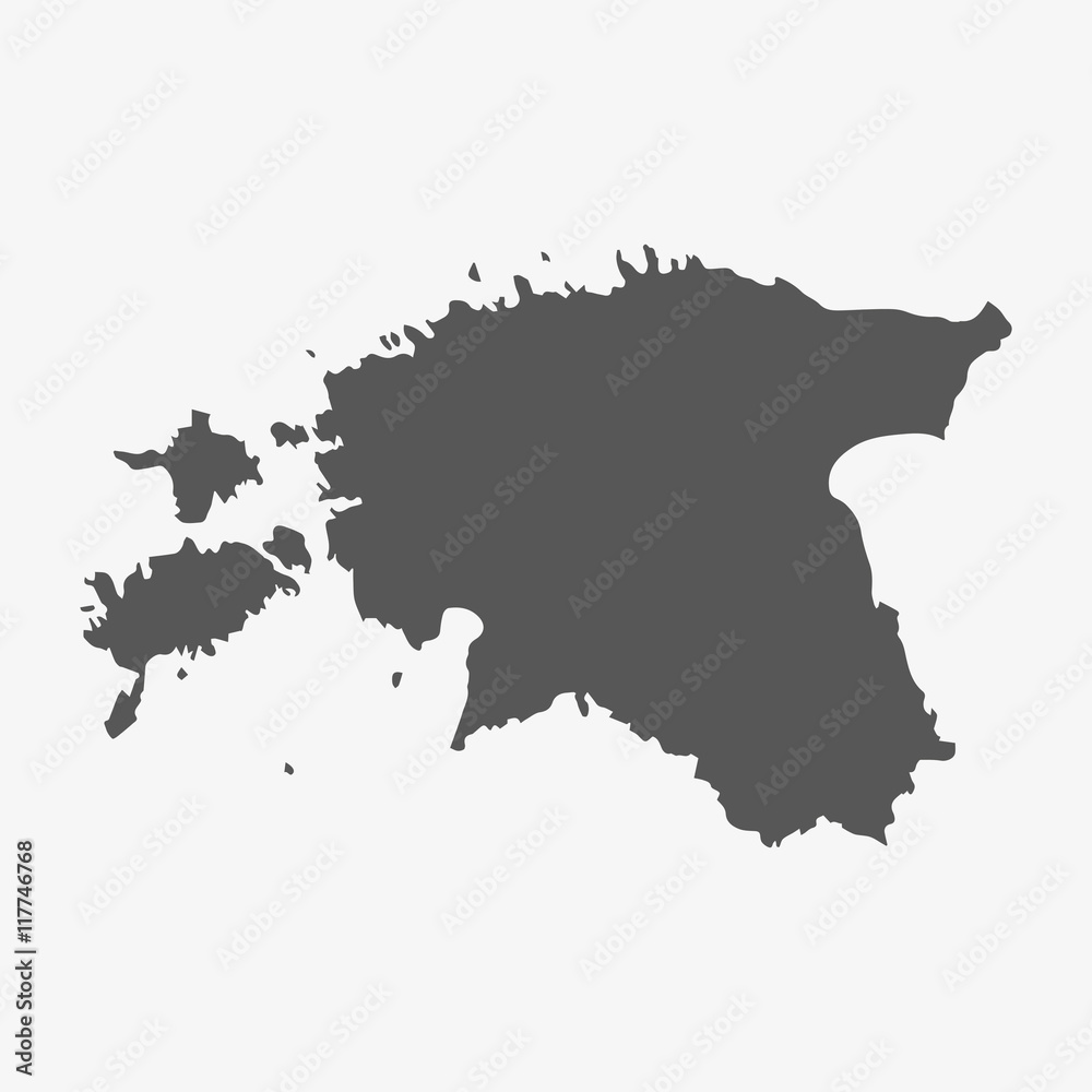 Estonia map in gray on a white background Estonia map in gray on a white background