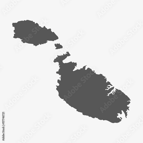 Malta map in gray on a white background