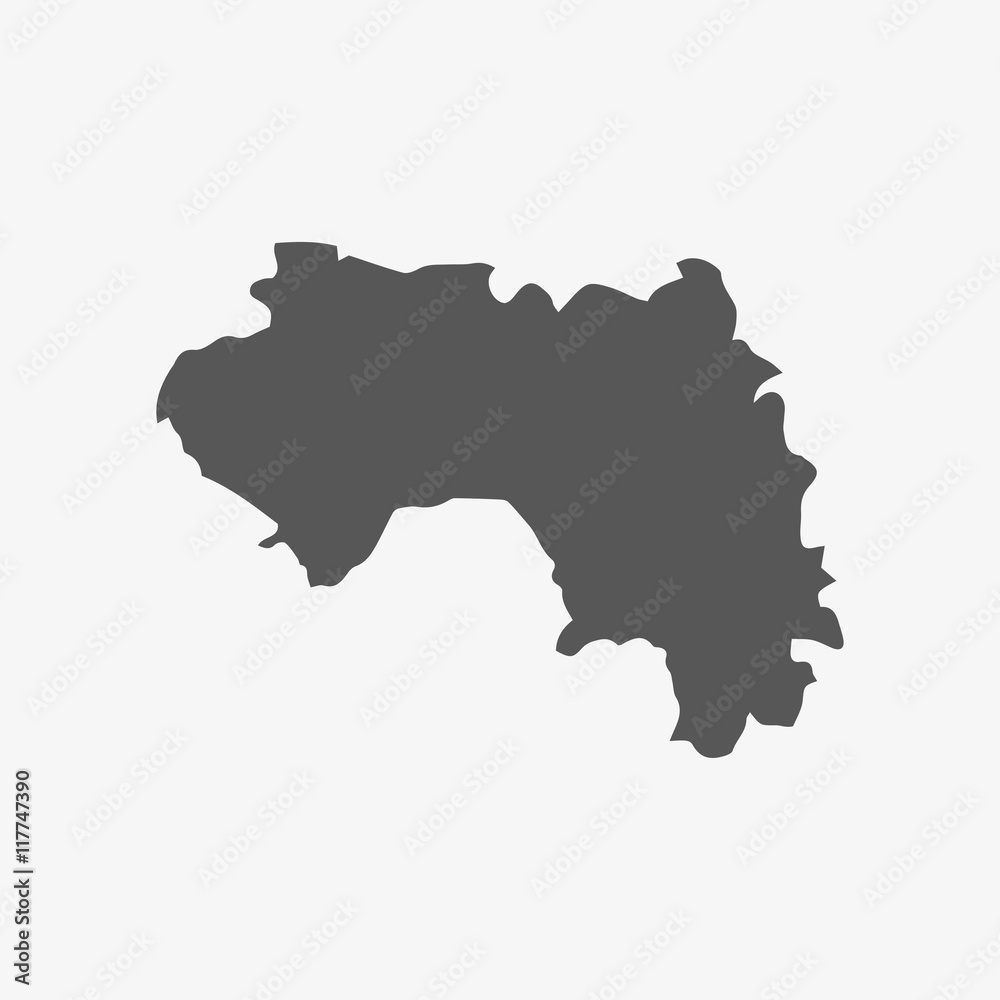 Guinea map in gray on a white background