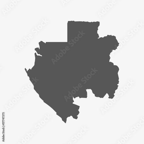 Gabon map in gray on a white background