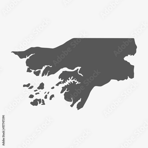 Guinea Bissau map in gray on a white background