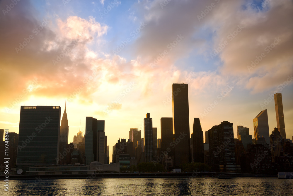 Manhattan Midtown skyline at sunset