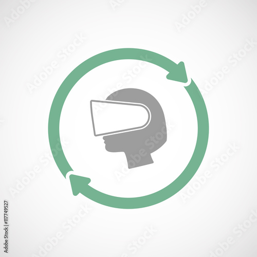 Isolated reuse icon with  a female head wearing a virtual realit