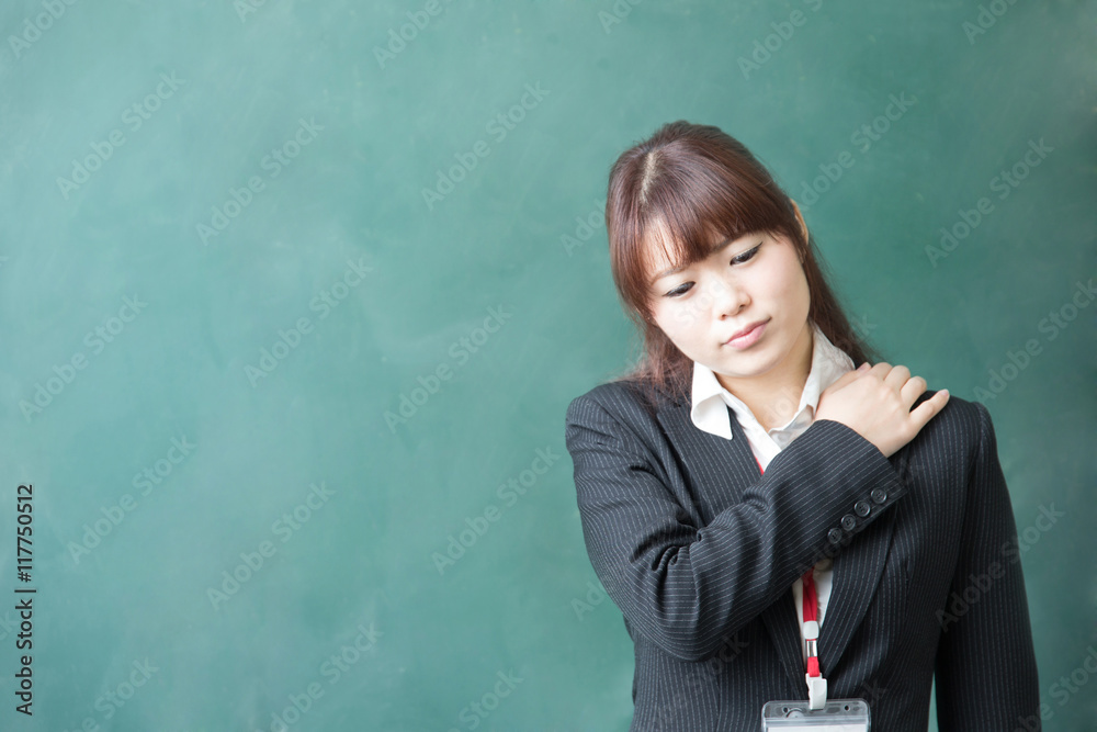女性教師・黒板 女性教師・黒板