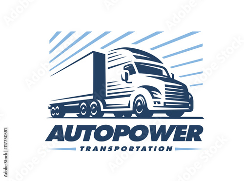 Truck logo illustration on white background.