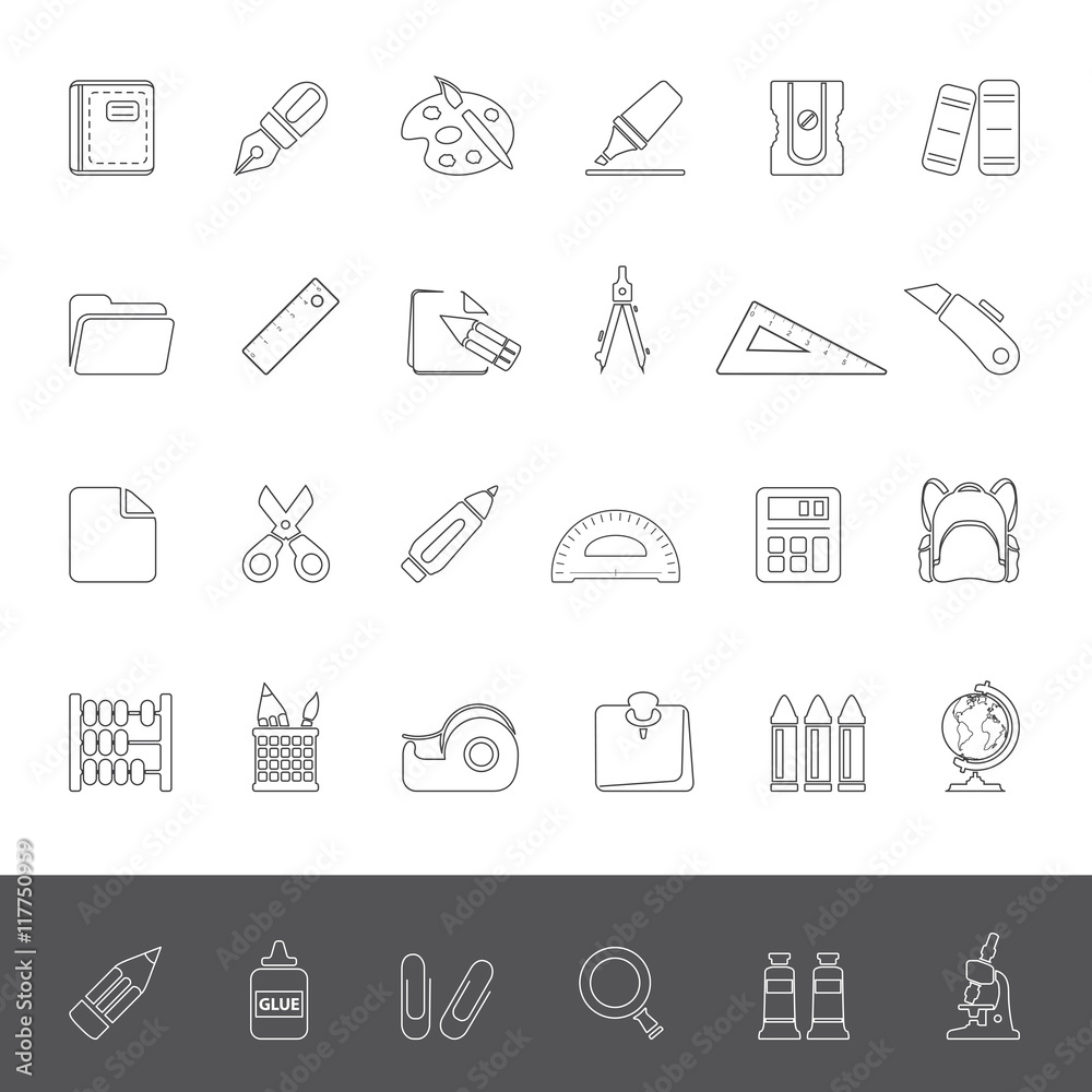 Line Icons - School Supplies Line Icons - School Supplies