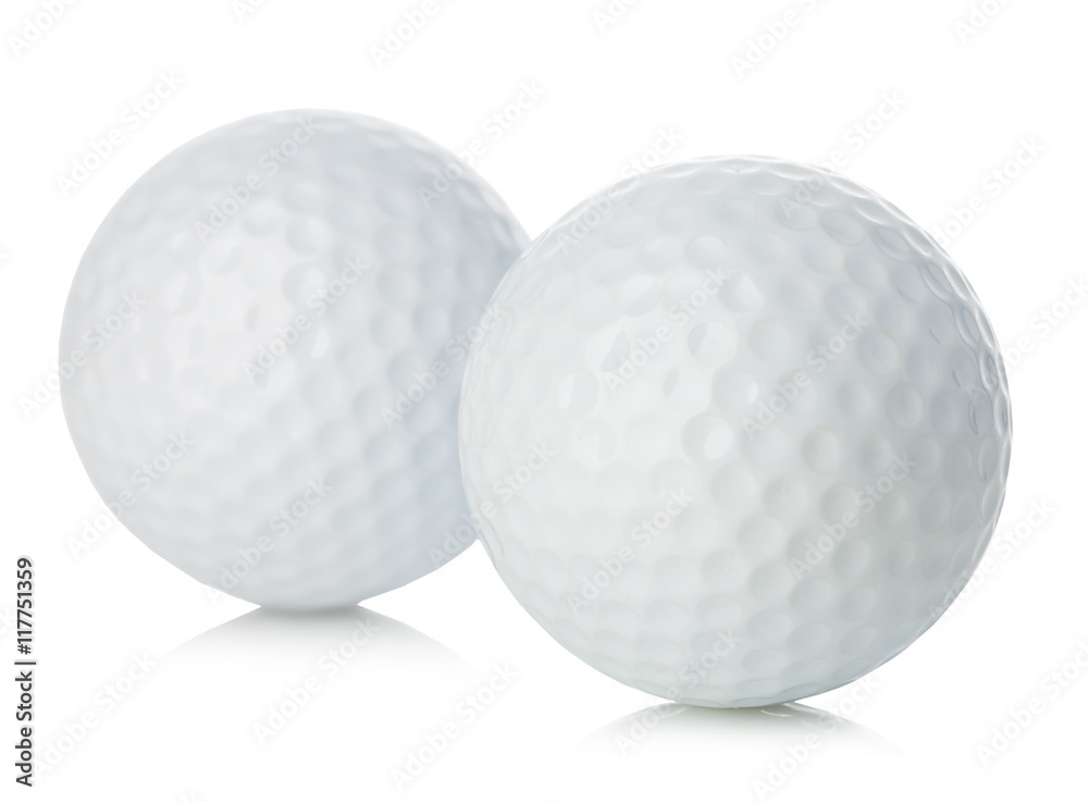 Golf ball close-up isolated on a white background. Golf ball close-up isolated on a white background.