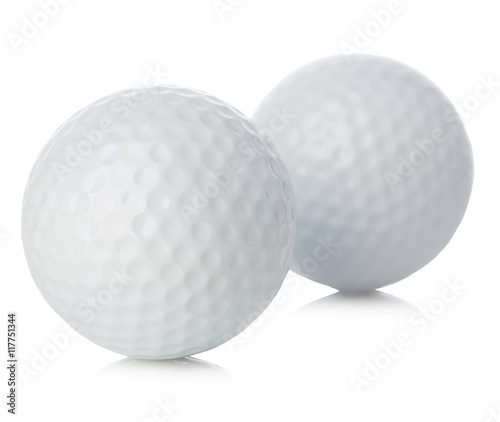 Golf ball close-up isolated on a white background.