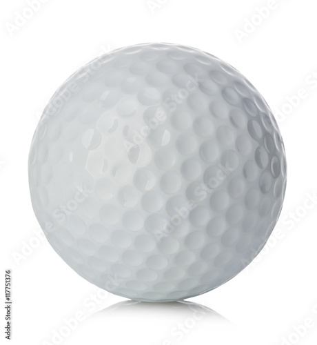 Golf ball close-up isolated on a white background.