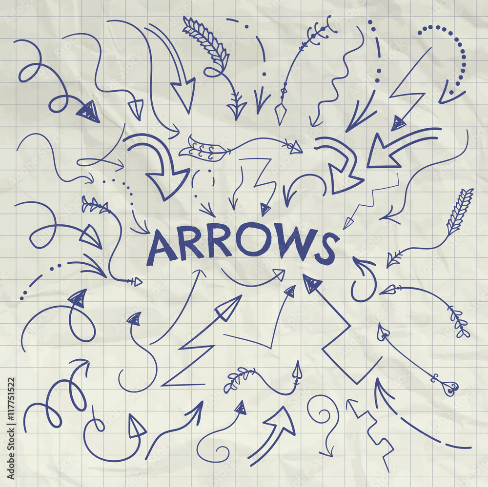 Obraz premium Set of Vector Pen Drawing Arrow Shaped Elements