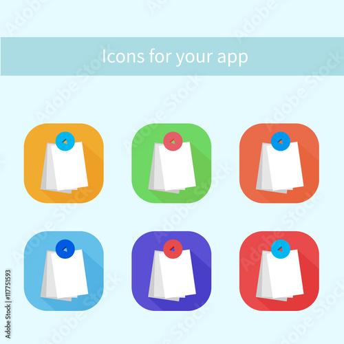 Vector set icons.App icon. Notes and calendar.