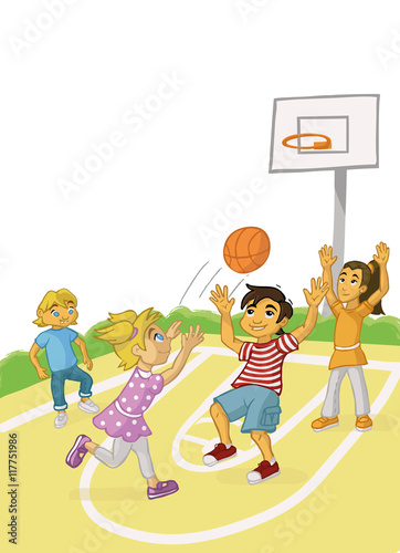 CHILDREN PLAYING BASKETBALL