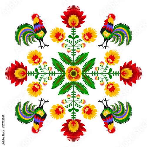 Naklejka wzór wieś kwiat polen symetryczne