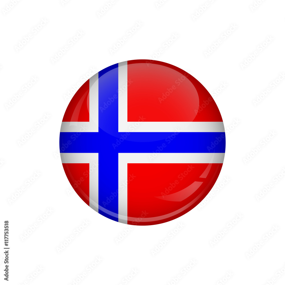 Flag of Norway. A round button with a glare. Round Flag emblem. Flag of Norway. A round button with a glare. Round Flag emblem.