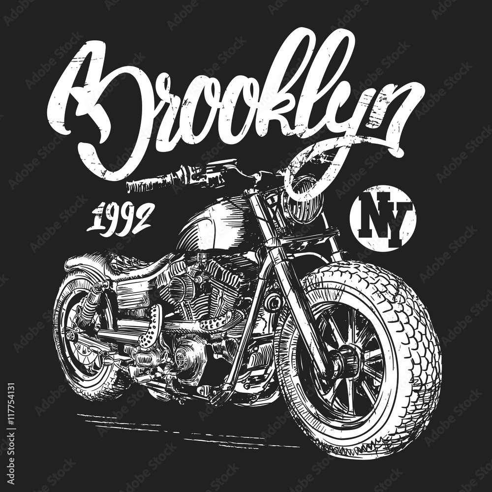 Naklejka premium koszulka motocyklowa brooklyn grafika