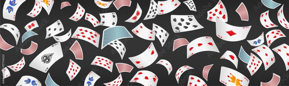 Naklejka premium Poker card scattered banner
