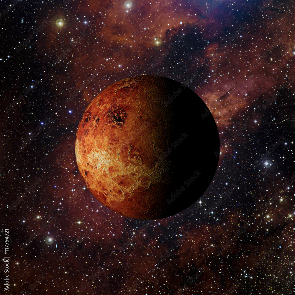 Fototapeta Solar system planet Venus on nebula background 3d rendering. Elements of this image furnished by NASA
