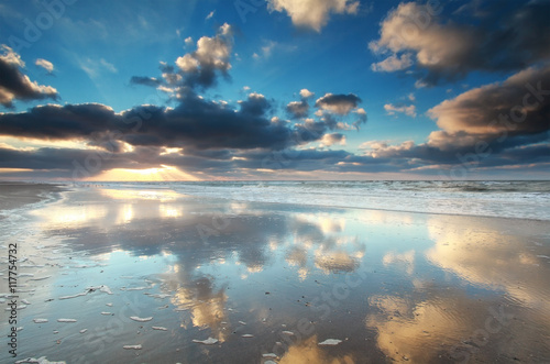 sky reflection in North sea water