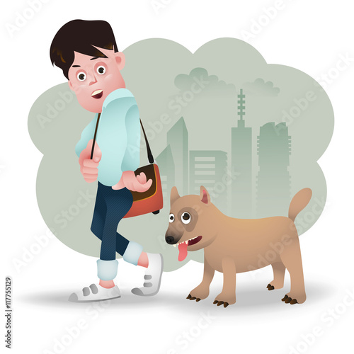 character of a teenager and a stray dog