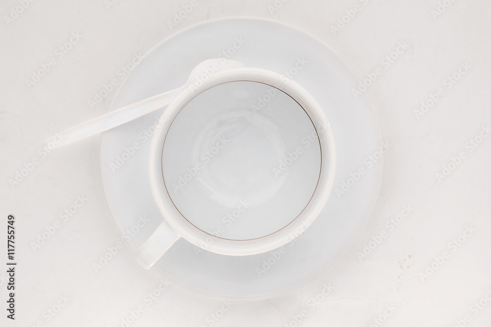 Coffee cup / Empty coffee cup with coffee stains on white background. Top view. Coffee cup / Empty coffee cup with coffee stains on white background. Top view.
