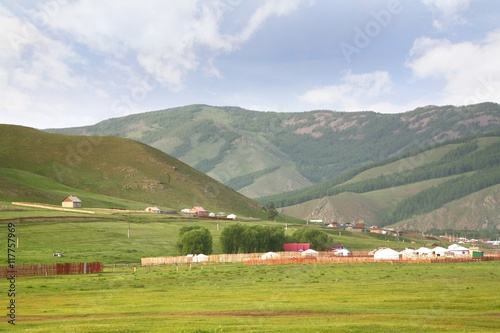  The ger camp in a large meadow at Ulaanbaatar , Mongolia