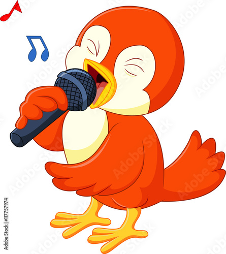 Cute orange bird singing