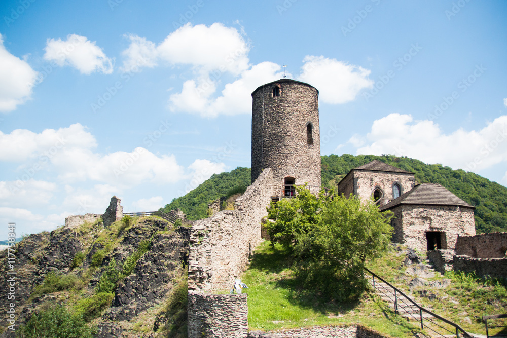 Castle Strekov in valley of river Elbe