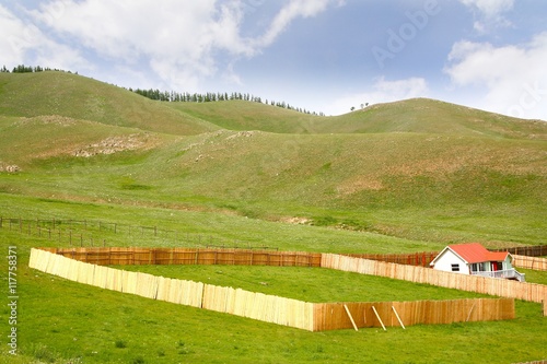  The ger camp in a large meadow at Ulaanbaatar , Mongolia photo