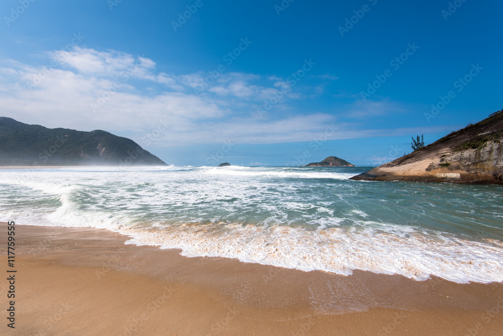 Empty tropical Grumari beach near Rio de Janeiro city