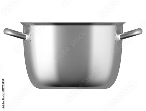 Steel cooking pot isolated on white background