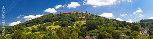 Bergdorf Dilsberg auf einer Bergkuppe   ber dem Neckar  Baden