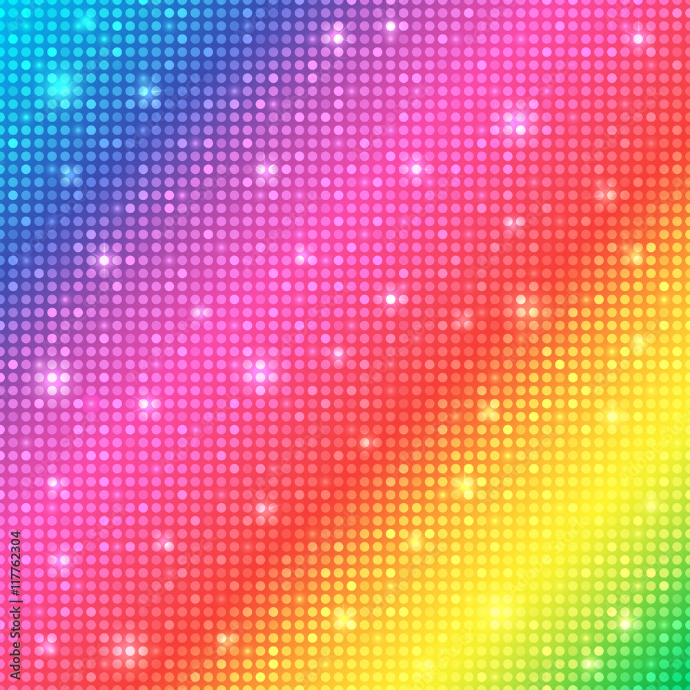 Glamour rainbow shining rounds background. Disco, luxury, information or network graphic design concept. Vector illustration