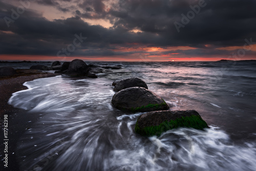 Magnificent summer sunrise near Burgas city, Bulgaria photo