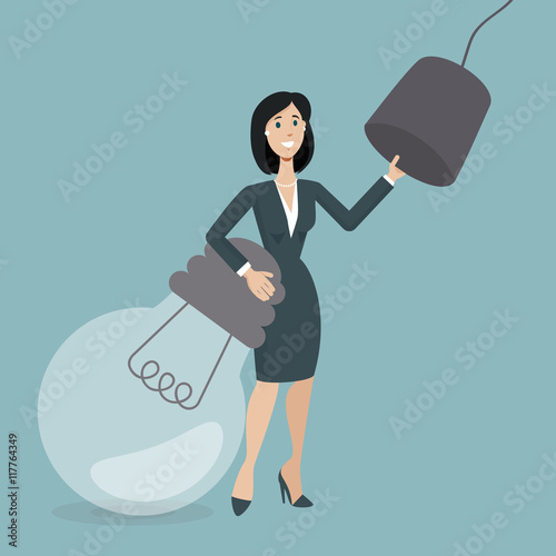 Businesswoman change a light bulb