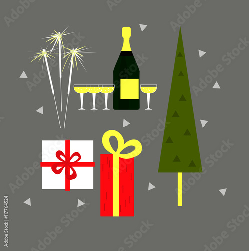 The celebration of the New Year. Vector illustration