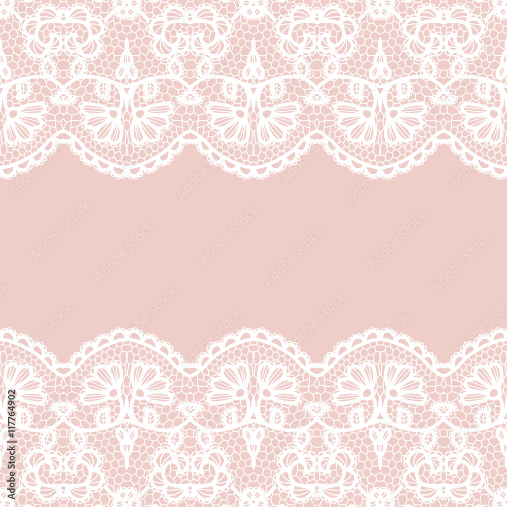 Seamless lace border. Invitation card.