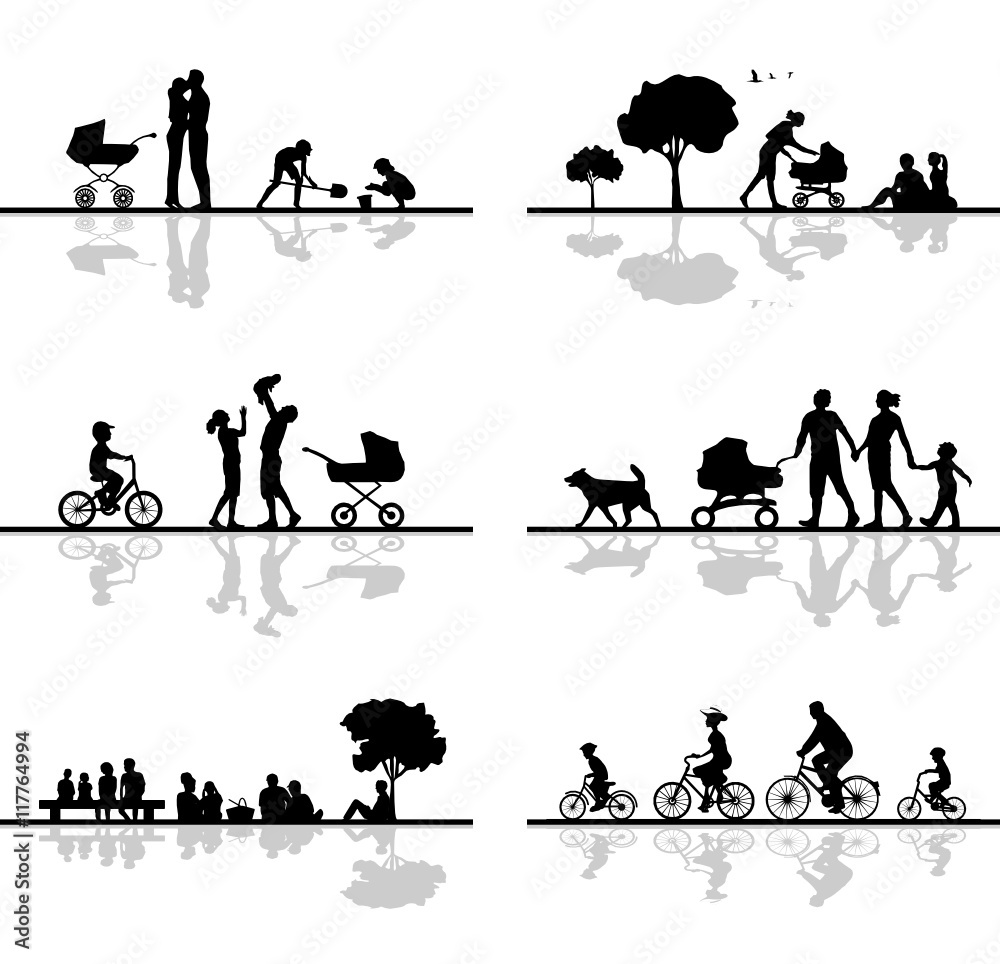SIlhouette Familien Stock Vector Adobe Stock