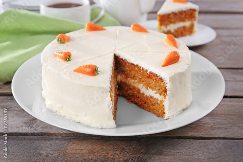 Delicious carrot cake, closeup