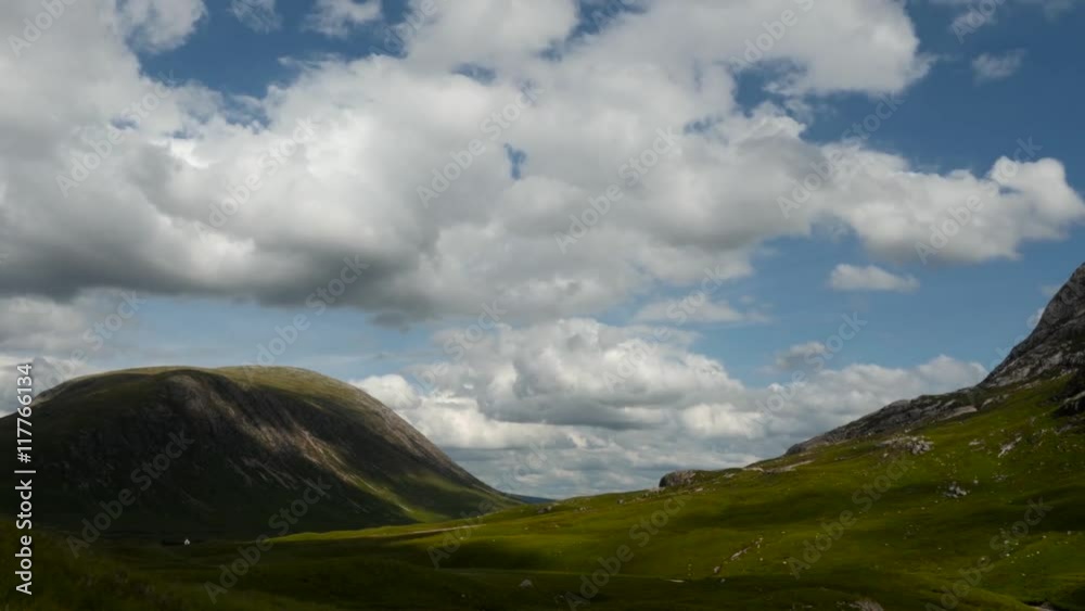timelapse of clouds and sunlight over rannoch moor and glencoe in scotland