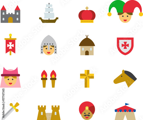 MEDIEVAL flat colored icons