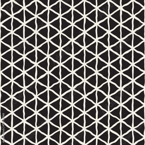 Vector Seamless Hand Drawn Triangle Lines Grid Pattern