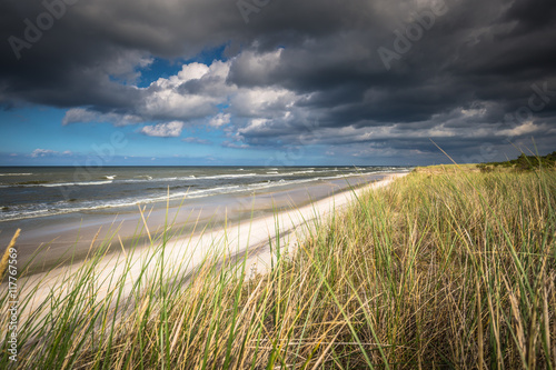 A view of beautiful sandy beach in Leba town  Baltic Sea  Poland