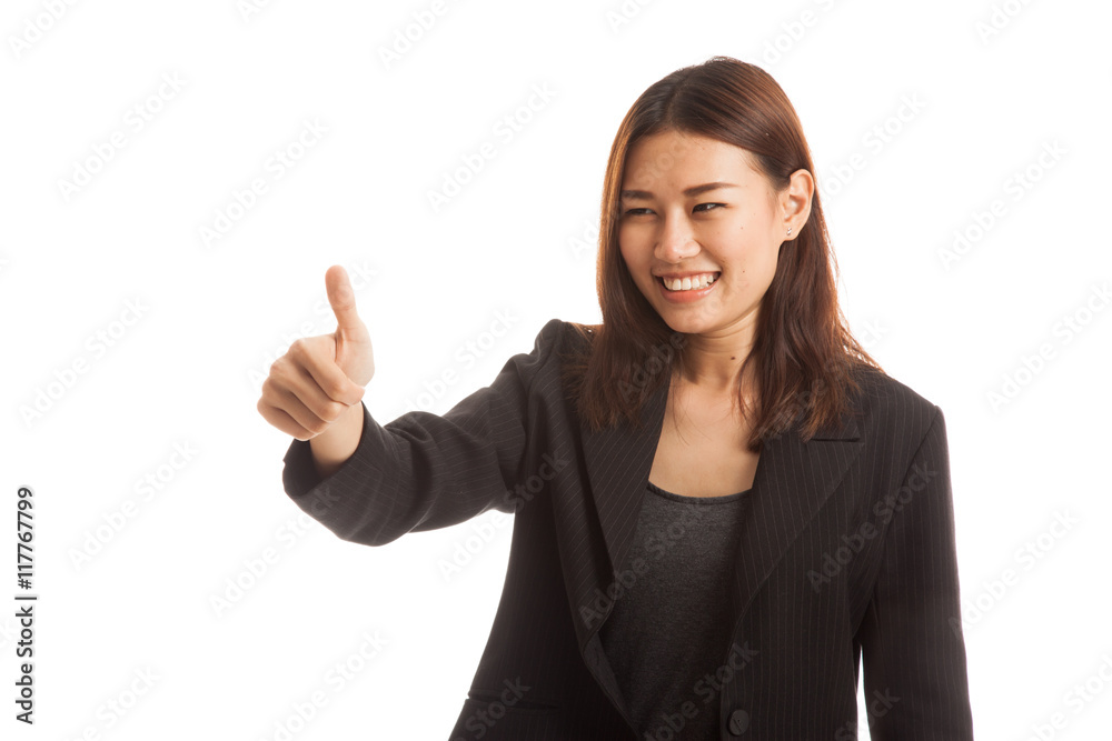 Asian business woman thumbs up and smile. Asian business woman thumbs up and smile.
