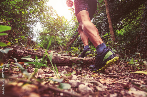 Man running offroad