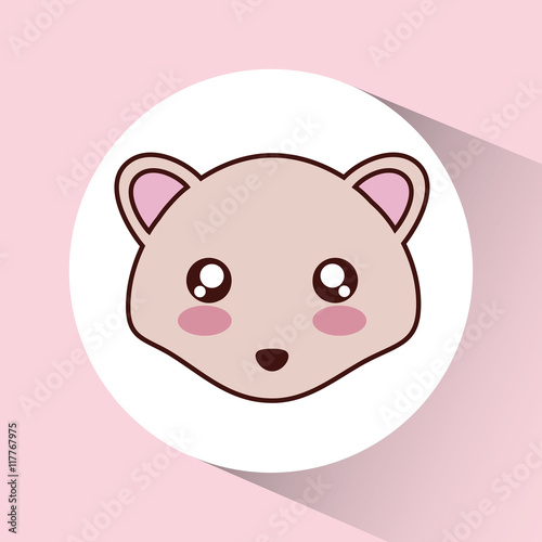 Cute animal design represented by kawaii hedgehog icon over circle. Colorfull and flat illustration. 