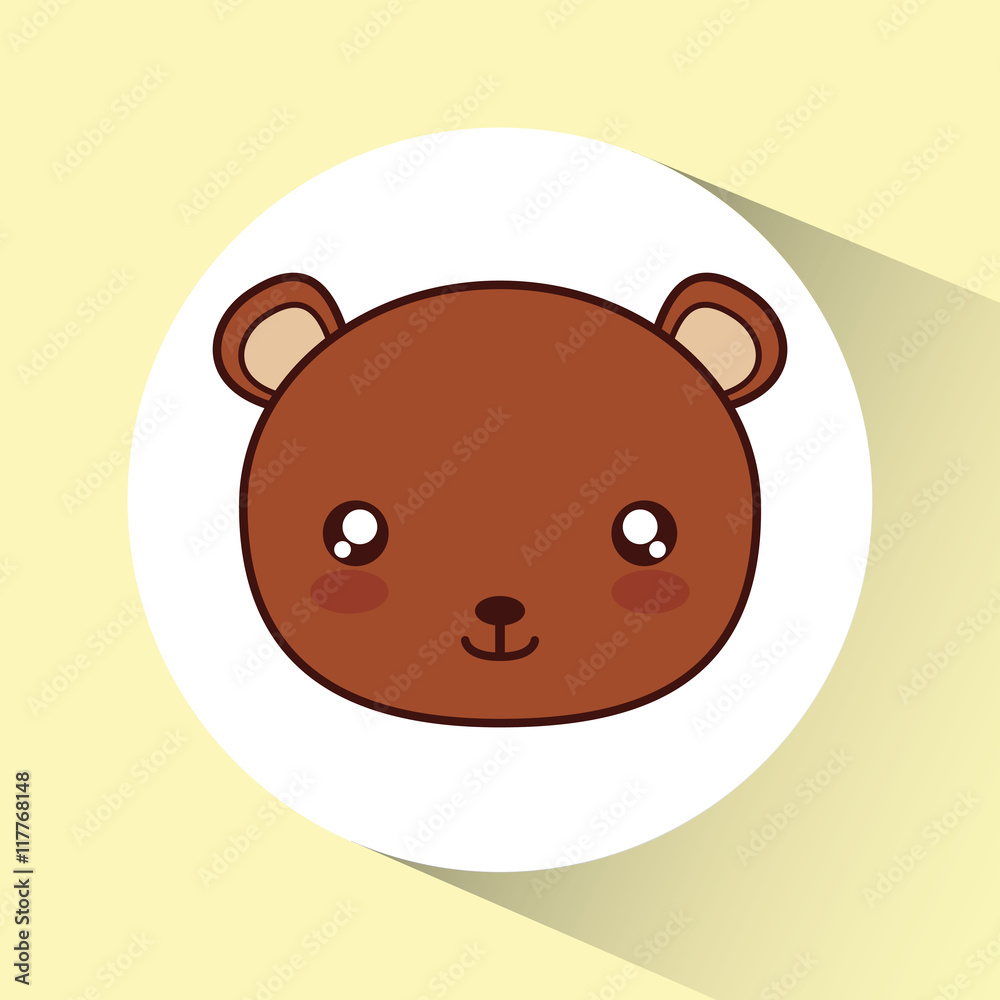 Cute animal design represented by kawaii bear icon over circle. Colorfull and flat illustration. Cute animal design represented by kawaii bear icon over circle. Colorfull and flat illustration.