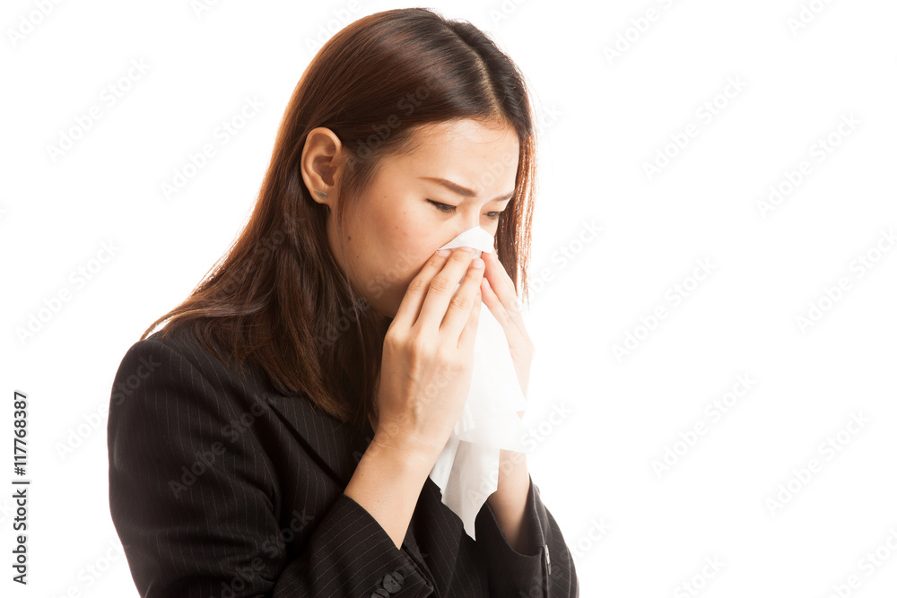 Young Asian woman got sick and flu. Young Asian woman got sick and flu.