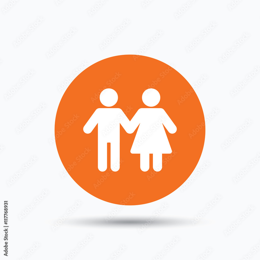 Fototapeta premium Couple icon. Traditional young family sign.